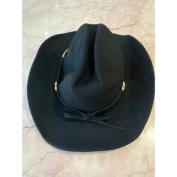 8 Other Reasons Gold Heart Cowboy Hat in Black One Size New Womens Western - Picture 6 of 9